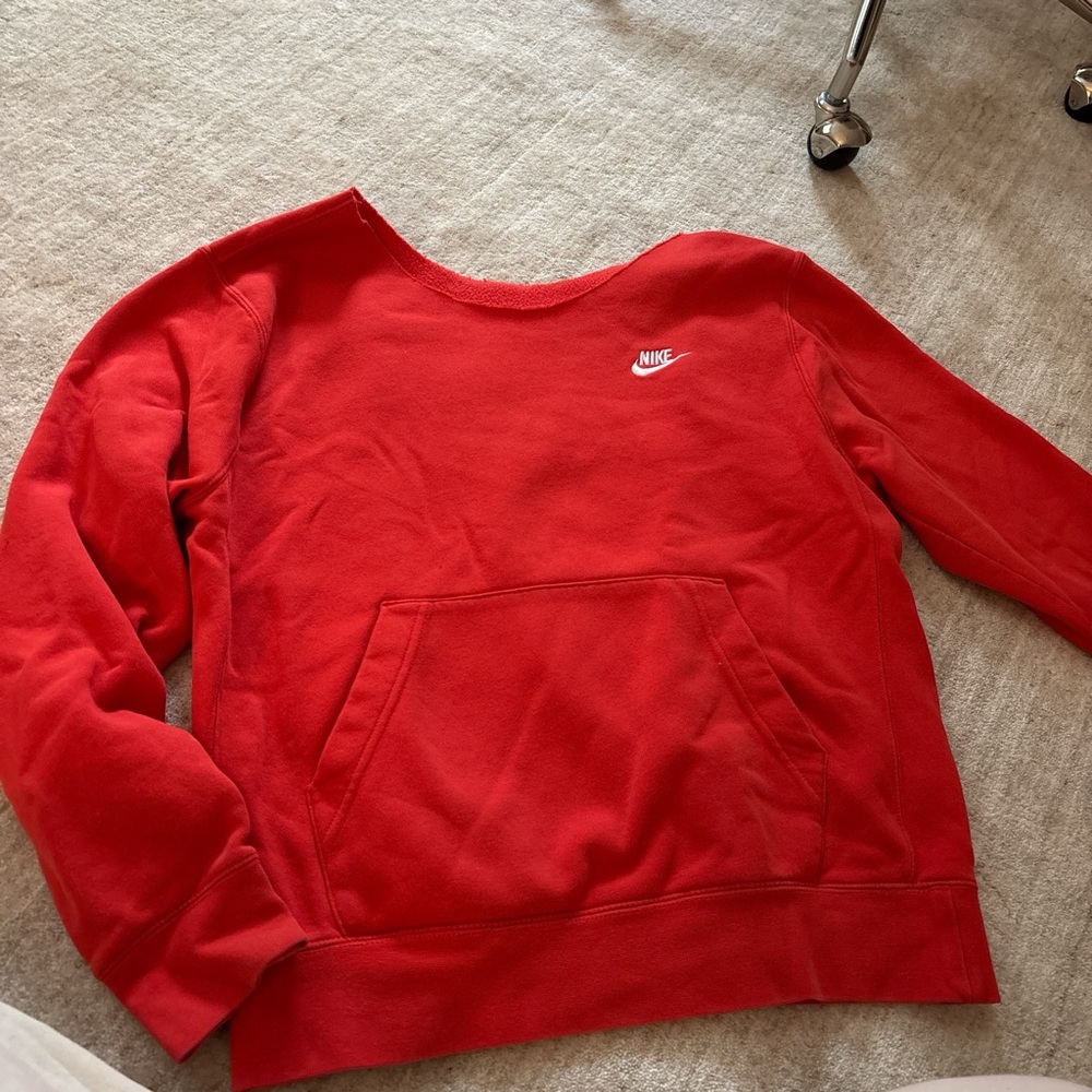 Red Nike Sweatshirt - trendy top cut